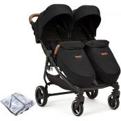 ICKLE BUBBA Venus Max Double Stroller - Black with Tan Handle
