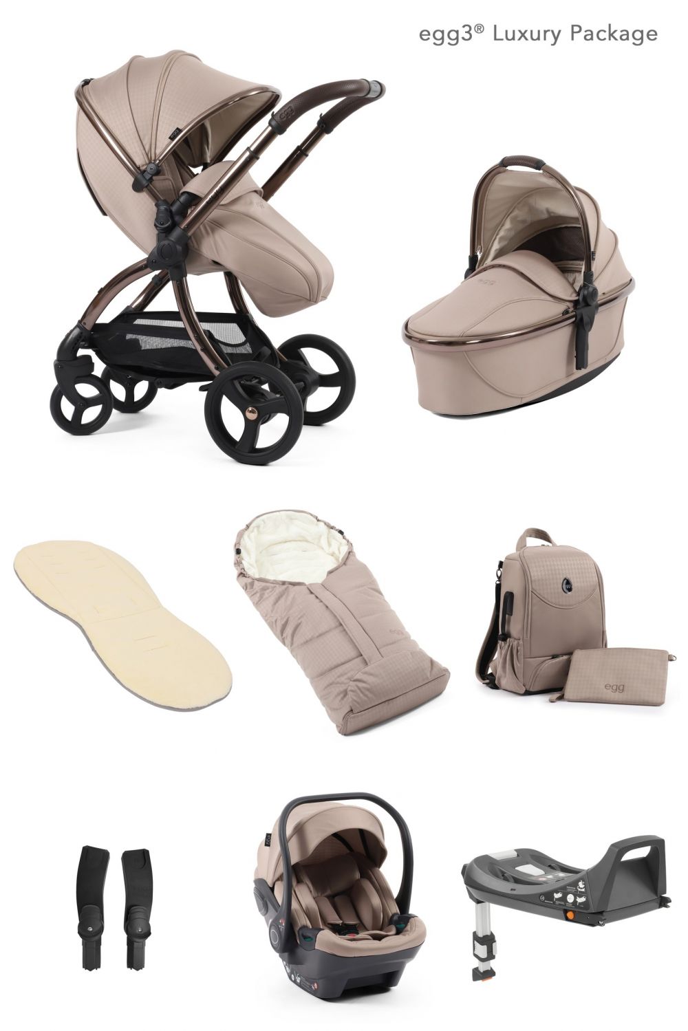 EGG3 Stroller - Luxury Bundle "Houndstooth Almond" - Special Edition Colour    "