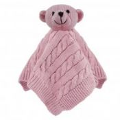 SOFT TOUCH Cable Knit Teddy Bear Comforter - Dusty Pink