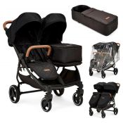 ICKLE BUBBA Venus Prime Double Stroller - Black with Tan Handle
