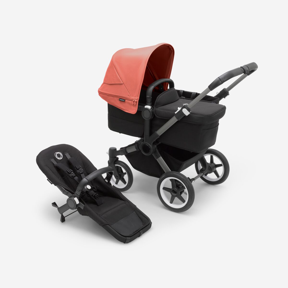 BUGABOO Donkey 5 Mono "Sunrise Red Canopy, Black Fabric and Graphite Chassis"