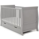 OBABY Stamford Classic Cot Bed & Drawer Warm Grey