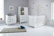 OBABY Stamford Classic 3 pce Room Set "White" FREE DELUXE SPRING MATTRESS