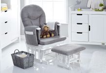 OBABY Reclining Glider & Stool White/Grey