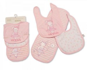 2 Bibs and Burp Cloth Set - Pink