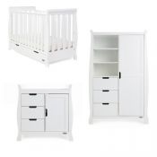 OBABY Stamford Mini 3 Piece Nursery Room Set – Inc Spring Matt -  White