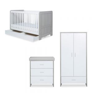 ICKLE BUBBA Pembrey 3 Piece Set with Under Drawer FOC Spring Matress- Ash Grey & White