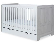 ICKLE BUBBA Pembrey Cot Bed & Under Draw FOC Spring Matress- Ash Grey & White