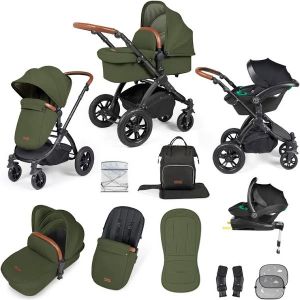 ICKLE BUBBA Stomp Luxe Premium i-Size Travel System -Woodland/Black/Tan