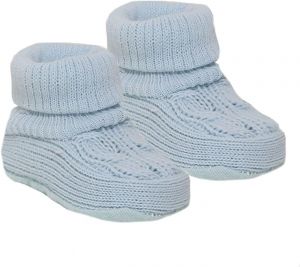 Cable Knit Booties - Blue