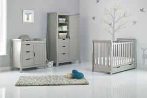 OBABY Stamford Mini 3 Piece Nursery Room Set – Inc Spring Matt - Warm Grey