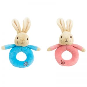 RAINBOW Peter or Flopsy Rabbit Plush Ring Rattle