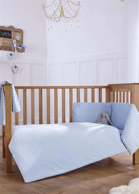 CLAIRE DE LUNE Waffle Cot Bed Quilt & Bumper Bedding Set - Blue