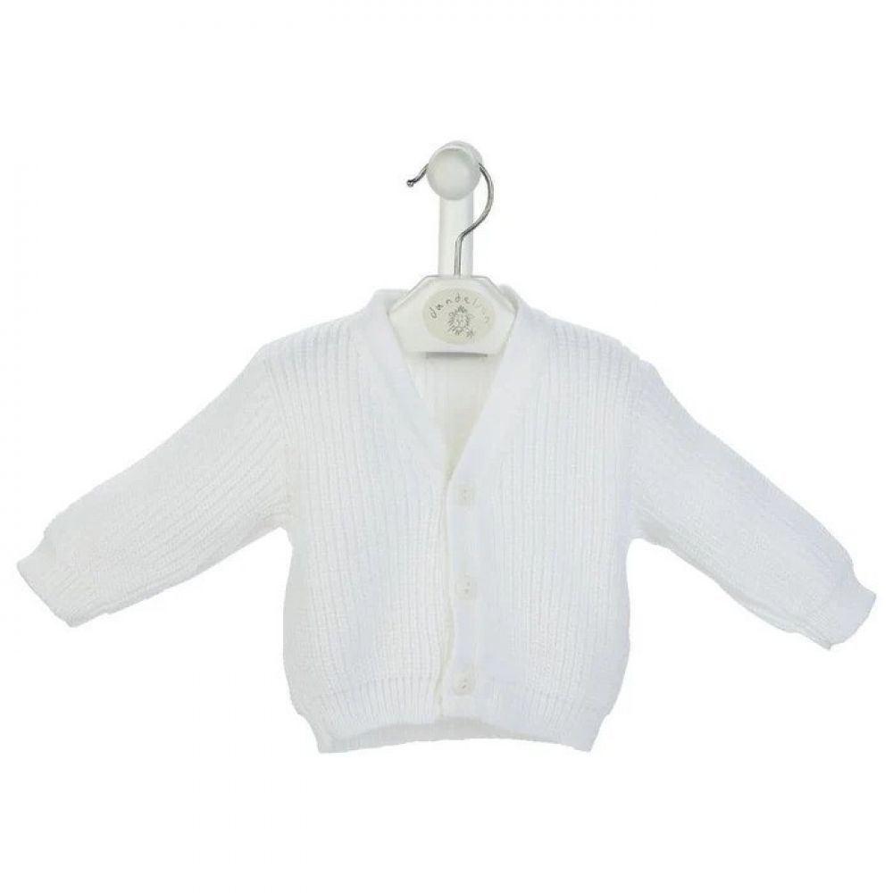 DANDELION Ribbed Knit Cardigan - "White" NB, 0-3M 3-6M