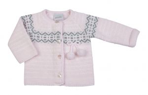 DANDELION Knitted Pom Pom Cardigan - Pink 6-12 mths