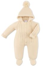 DANDELION Hooded Knitted Pramsuit "Taupe" NB/ 0-3/ 3-6