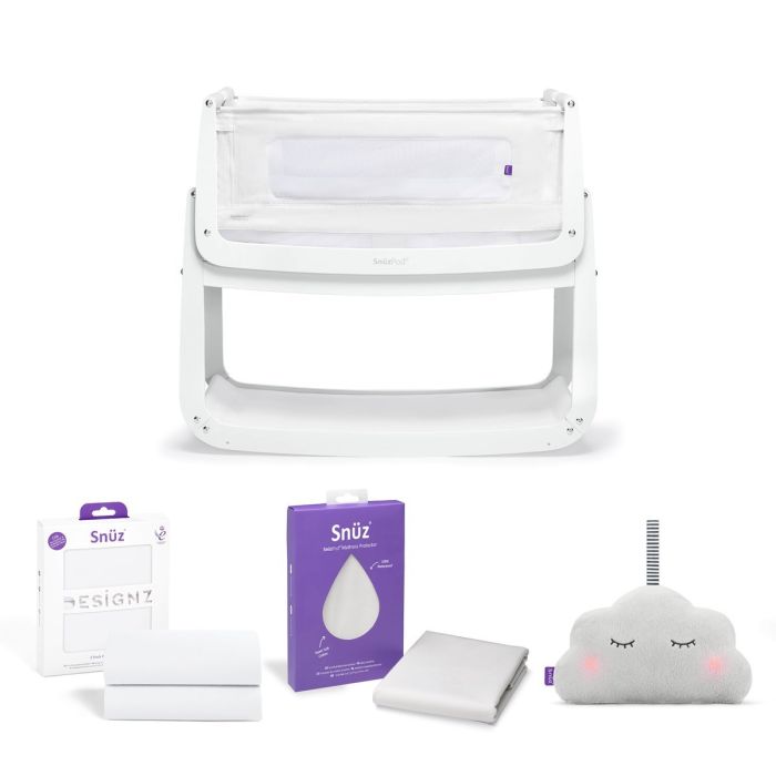 Snuz Pod4 Bedside Crib Bundle "White"