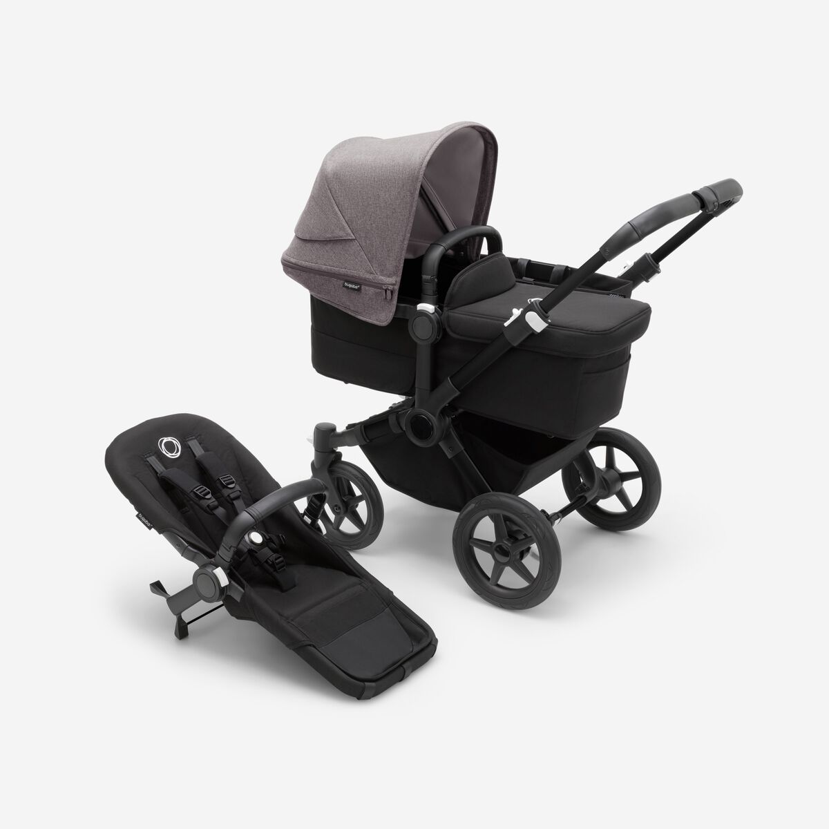 BUGABOO Donkey 5 Mono "Grey Melange Canopy, Black Fabric and Black Chassis"