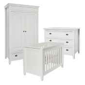 BABYSTYLE Marbella 3 Piece Nursery Set - White inc Sprung Mattress