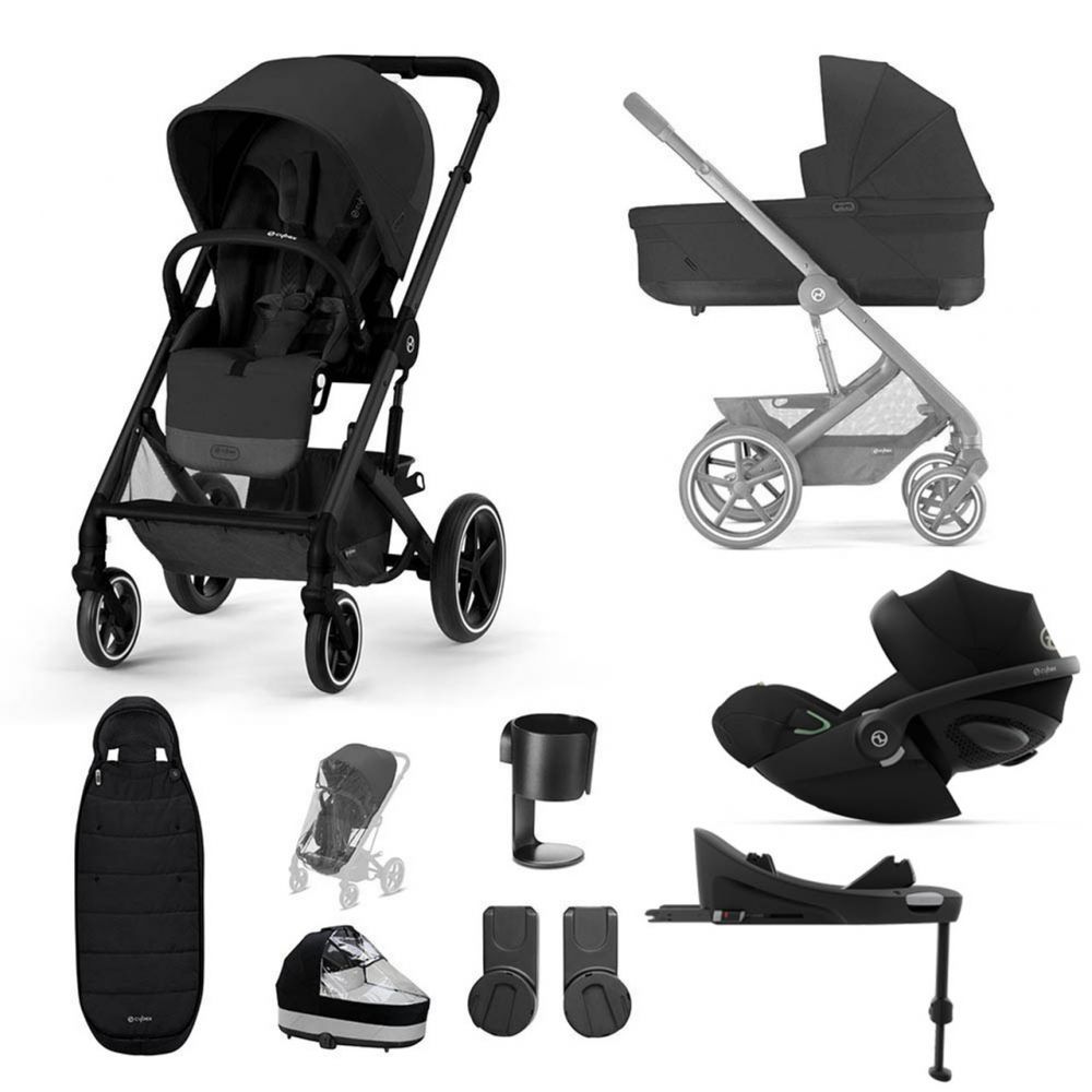 Cybex Balios S Lux "Moon Black" - 10 Piece Bundle