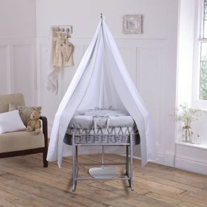 CLAIR DE LUNE 6 piece Wicker Moses Basket Set Grey